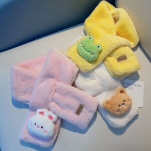 Kids Boys And Girls Fashion Cute Autumn And Winter Plush Imitation Rabbit Hair Warm Scarf