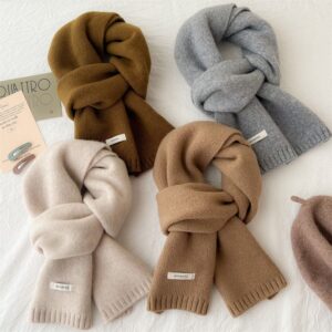 Kids Boys And Girls Fashion Solid Color Knitted Scarf
