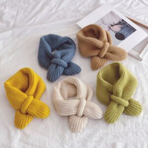 Kids Boys And Girls Fashion Autumn And Winter Solid Color Knitted Cross Scarf