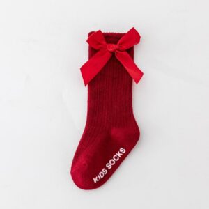Kids Fashion Solid Color Bowknot Non-Slip Socks