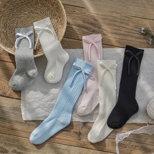 Children's Fashion Casual Solid Color Bowknot Socks