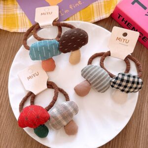 Children's Plaid Mushroom High Elastic Hair Rope Set