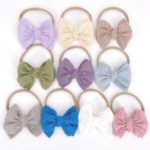 Kids Cute Solid Color Stripe Bow Headband