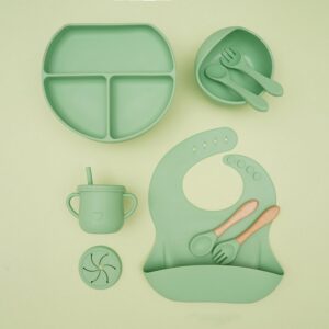 Baby Solid Color Silicone Anti-Fall Food Grade Dinner Plate 10-Pieces Set