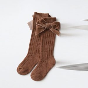 Kids Fashion Bowknot Decor Solid Color Socks