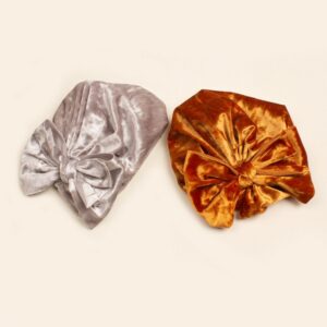 Newborn Cute Solid Color Gold Velvet Bow Turban Cap