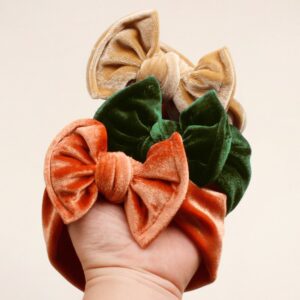 Newborn Cute Solid Color Gold Velvet Bow Hair Band