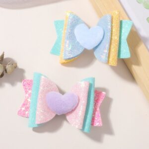 Kids Girls Cute Sweet Sequins Heart Bow Hair Clip
