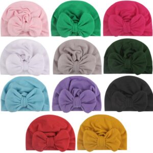 Newborn Cute Solid Color Bow Turban Cap