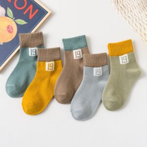 Kids Boys Girls Cute Basic Alphabet Mid-Calf Socks
