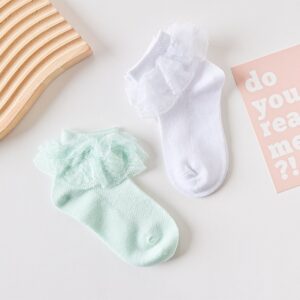 Kids Boys Girls Basic Casual Cute Solid Color Lace Socks