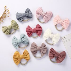Kids Girls Cute Sweet Solid Color Bow Hair Band