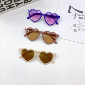 Kids Unisex Fashion Casual Cute Solid Color Heart Frame Sunglasses