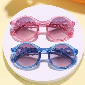 Kids Unisex Fashion Casual Candy Color Sequins Round Frame Sunglasses