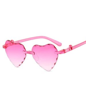 Kids Sweet Heart Pattern Gradient Rimless Sunglasses