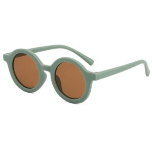 Kids Retro Solid Color Round Sunglasses