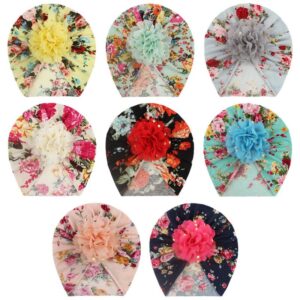 Bronzing Flower Printed Pullover Cap Baby Girl Hair Accessories