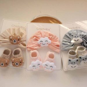 Newborn Casual Cute Cartoon Hat Socks Set
