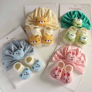 Newborn Casual Cute Cartoon Hat Socks Set