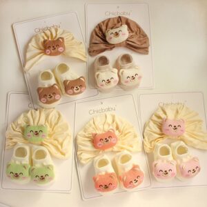 Newborn Casual Cute Cartoon Bear Hat Socks Set
