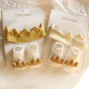 Newborn Casual Cute Crown Hair Band Socks Set