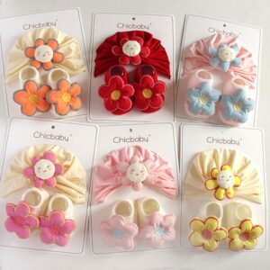 Newborn Casual Cute Flower Hat Socks Set