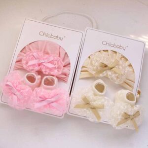 Newborn Casual Cute Mesh Bow Hat Socks Set