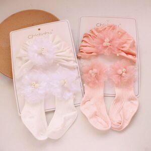 Newborn Casual Cute Flower Hat Socks Set