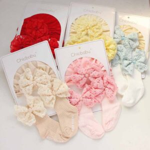 Newborn Casual Cute Bow Hat And Socks Set