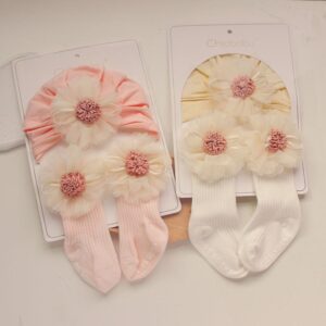 Newborn Casual Cute Flower Hat And Socks Set