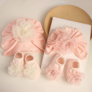 Newborn Casual Cute Flower Hat And Socks Set