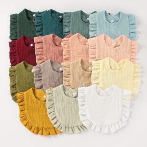 Baby Basic Solid Color Ruffled Bib