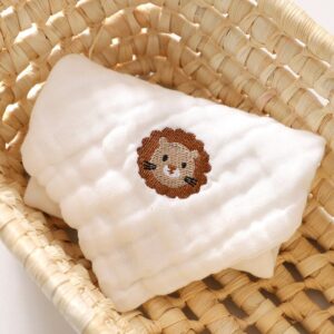 Baby Cute Pattern Embroidered Gauze Thin Saliva Towel