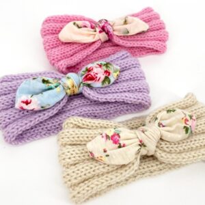 Baby Cute Floral Rabbit Ears Knitted Wool Headband