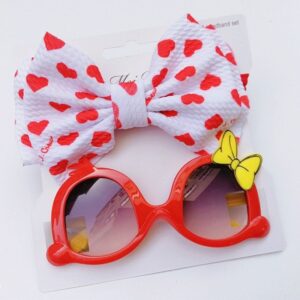 Kids Casual Fashion Sweet Bow Hairband Sunglasses Two-Piece Set
