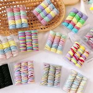 100pcs/set Kids Simple Candy Color Multicolor Style Hair Rope