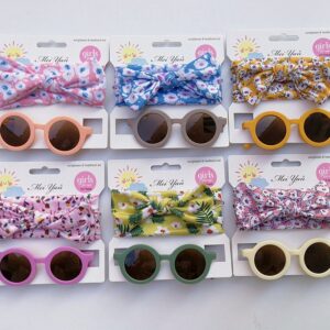 Kids Casual Sweet Tiny Flower Round Sunglasses Set