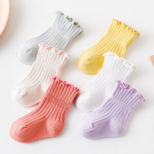 Kids Basic Solid Color Stringy Selvedge Socks