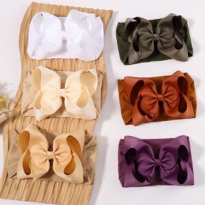Children Kids Baby Fashion Girls Solid Color Bowknot Elastic Headband Hair Accessories