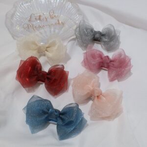 5pcs/set Girls Cute Bow Solid Color Princess Hairpin