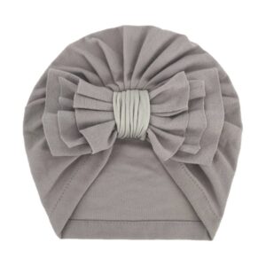 New Baby Simple Solid Color Bow Design Warm Hat