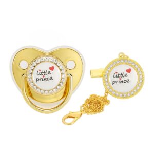 Toddlers Newborn Baby Fashion Heart Prince Rhinestone Weaning Soothing Pacifier