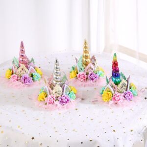 Kids Cute Unicorn Lace Crown Flower Headband Hair Accessory