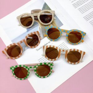 Children Kids Toddlers Retro Checkerboard Sunglasses