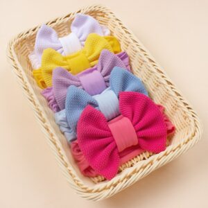 Children Kids Baby Fashion Girls Solid Color Bowknot Nylon Headband Hair Accessories