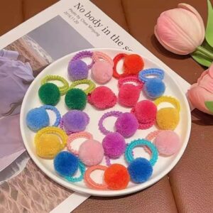 Kids Girls Cute Sweet Candy Color Plush Hair Rings