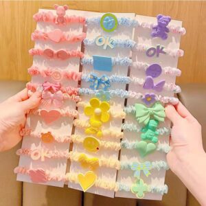 Kids Girls Cute Sweet Bow Heart Candy Color Hair Rings