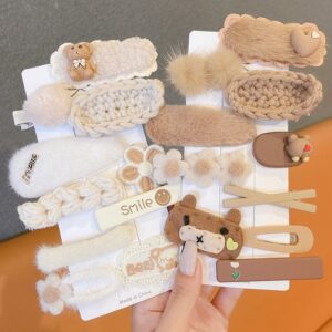Kids Girls Cute Sweet Maillard Plush Hair Clip