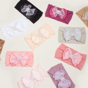Baby Fashion Lace Pearl Bow Hair Band