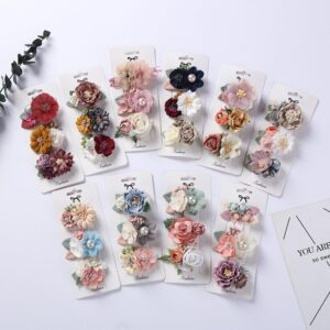 Children Kids Toddlers Girls Artificial Flower Hair Accessories 3pcs Set